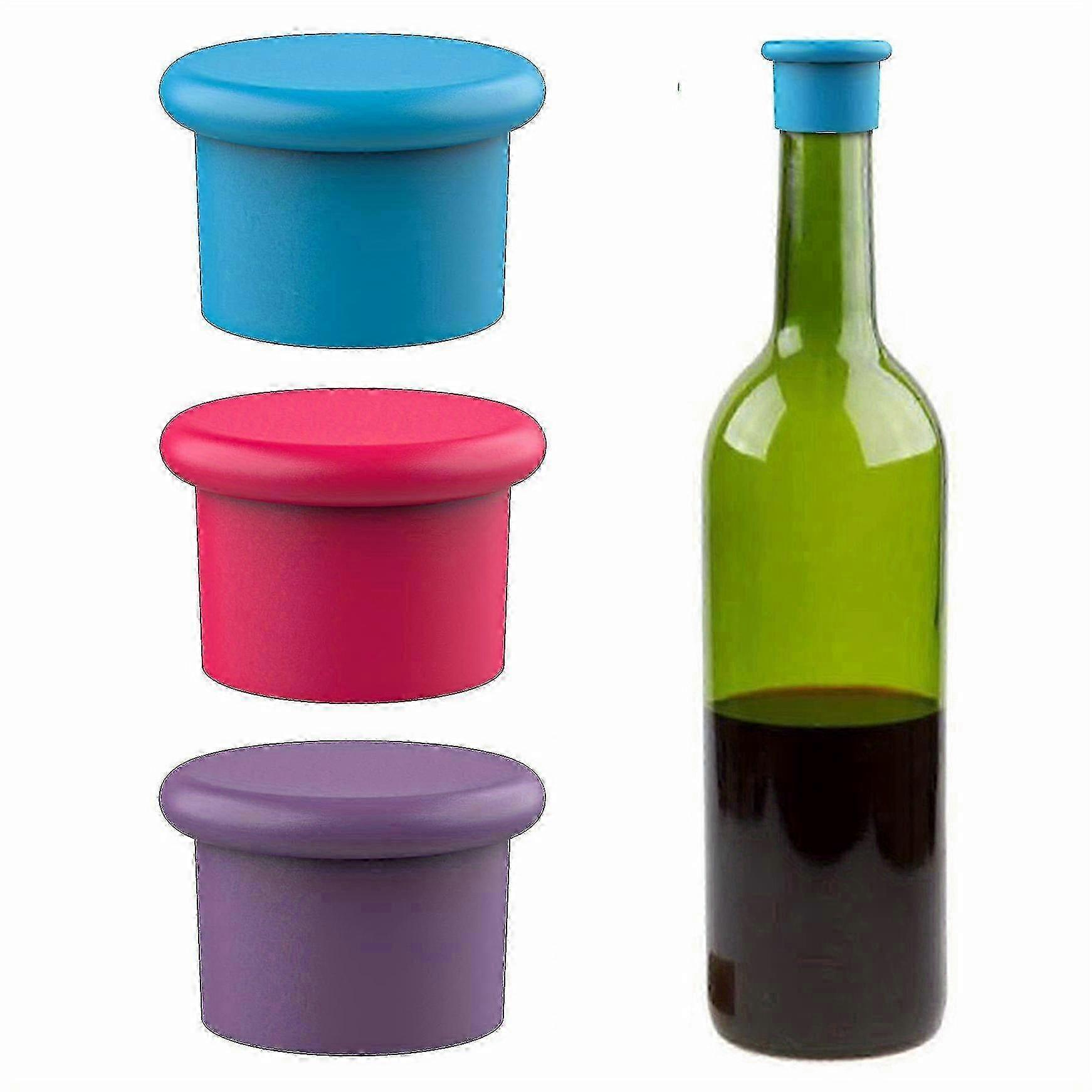 6PCS Reusable Silicone Wine Stoppers with Airtight Leak-proof Seal for Wine Bottles, Beer & Champagne Bottles