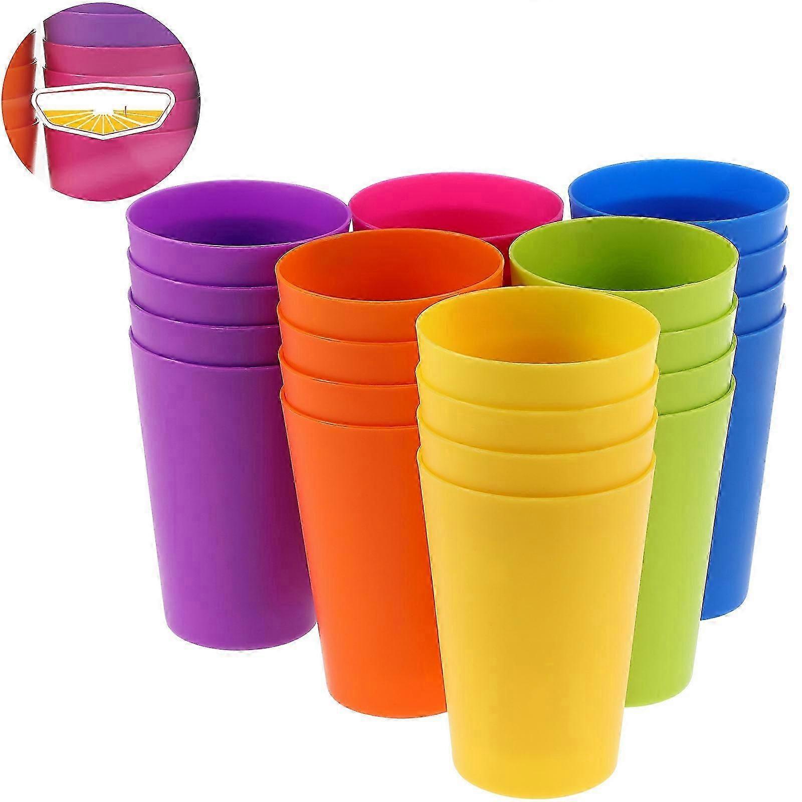 Bear Cups Colorful Plastic Drinking Cups Stackable Kitchen Club 24Pcs