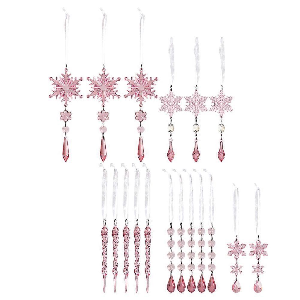 18pcs Acrylic Snowflake Icicles Christmas Ornaments – Shatterproof Xmas Tree Pendants for Indoor Outdoor Holiday Party Home Decor