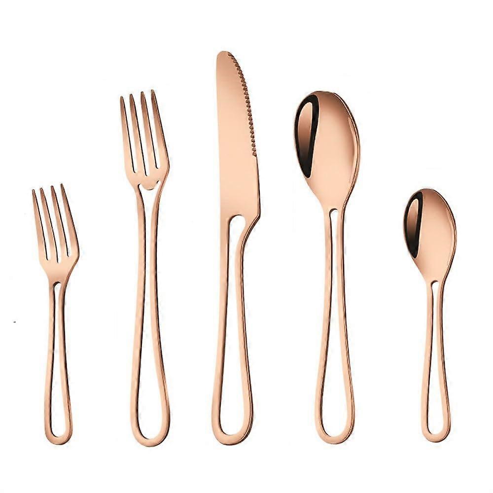 Steak Fork Spoon Western Steak Knife Fork and Spoon Set Cutlery Set(Color 2) As shown Color 2 Ref: 1359