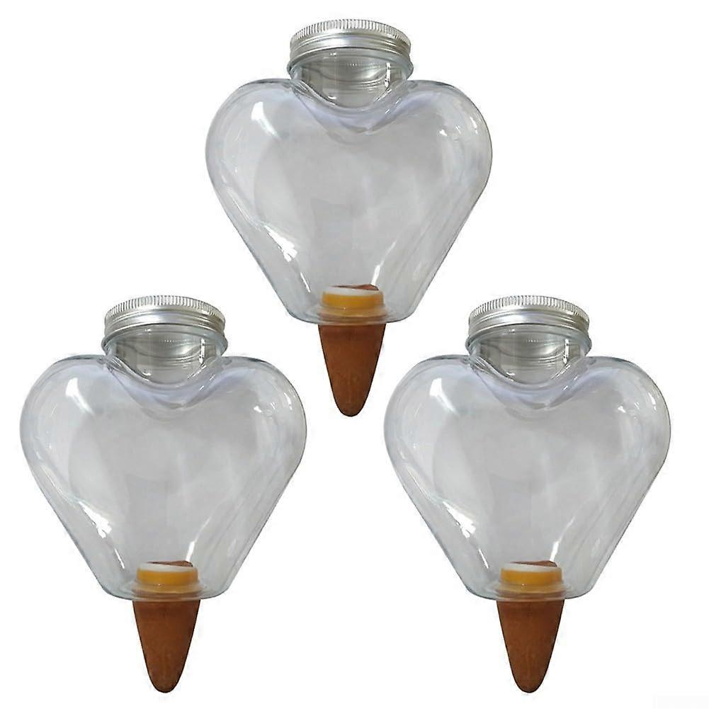 3 piece set of heart shaped automatic watering tools for plants, pot insertion type, providing and consistent watering solution