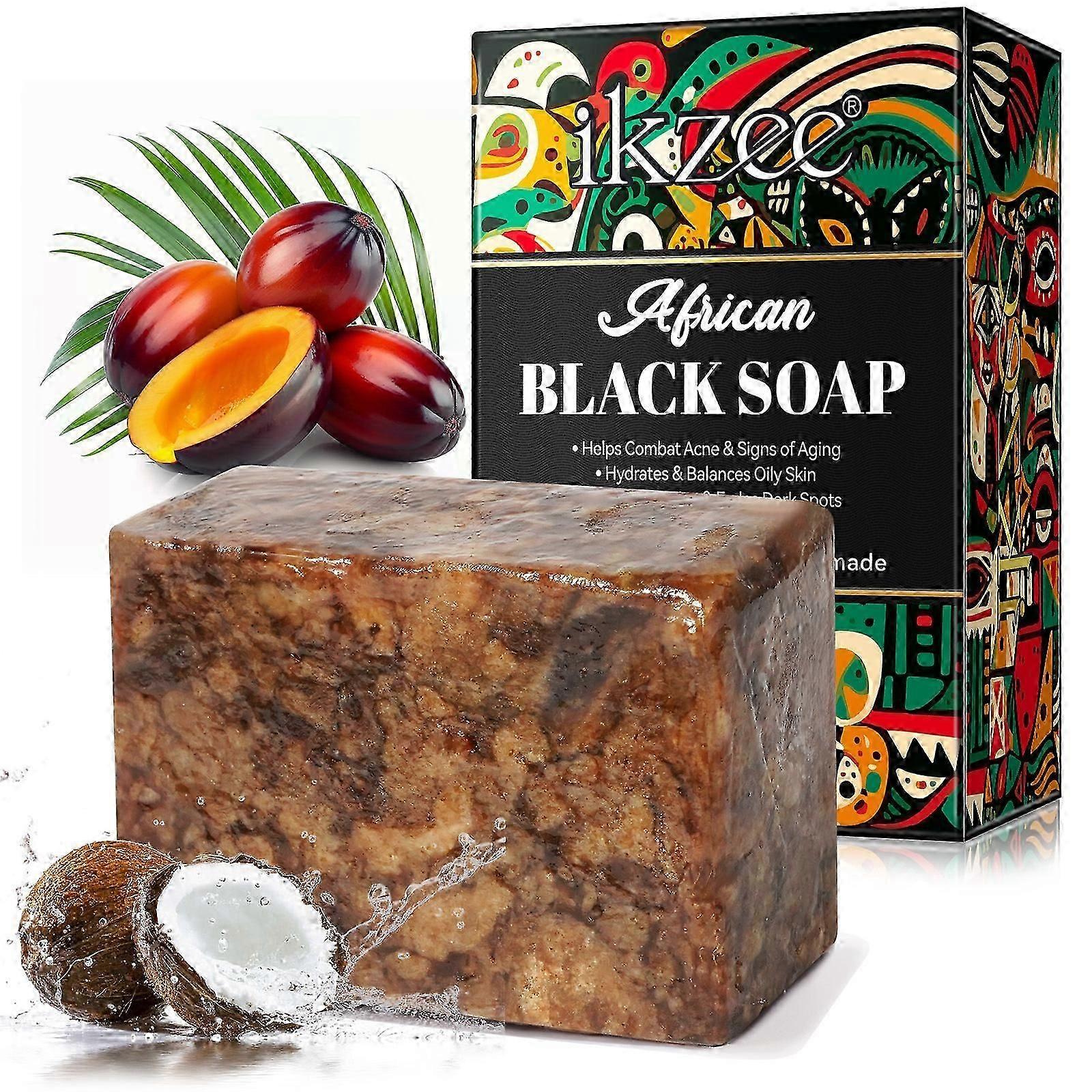 100% Pure Raw African Black Soap, Handmade African Black Soap, Hydrates & Balances Oily Skin, Anti-Aging, Clears Impurities, All Natural, For All Skin
