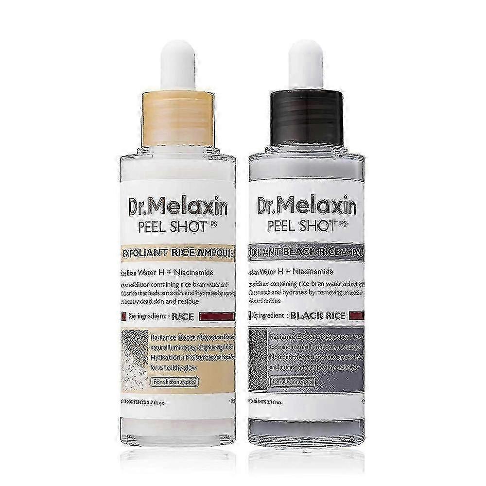 2-Piece Dr. Melaxin Peel Shot Glow Exfoliant Αμπούλα με Λευκό και Μαύρο Ρύζι για Λαμπερό Δέρμα