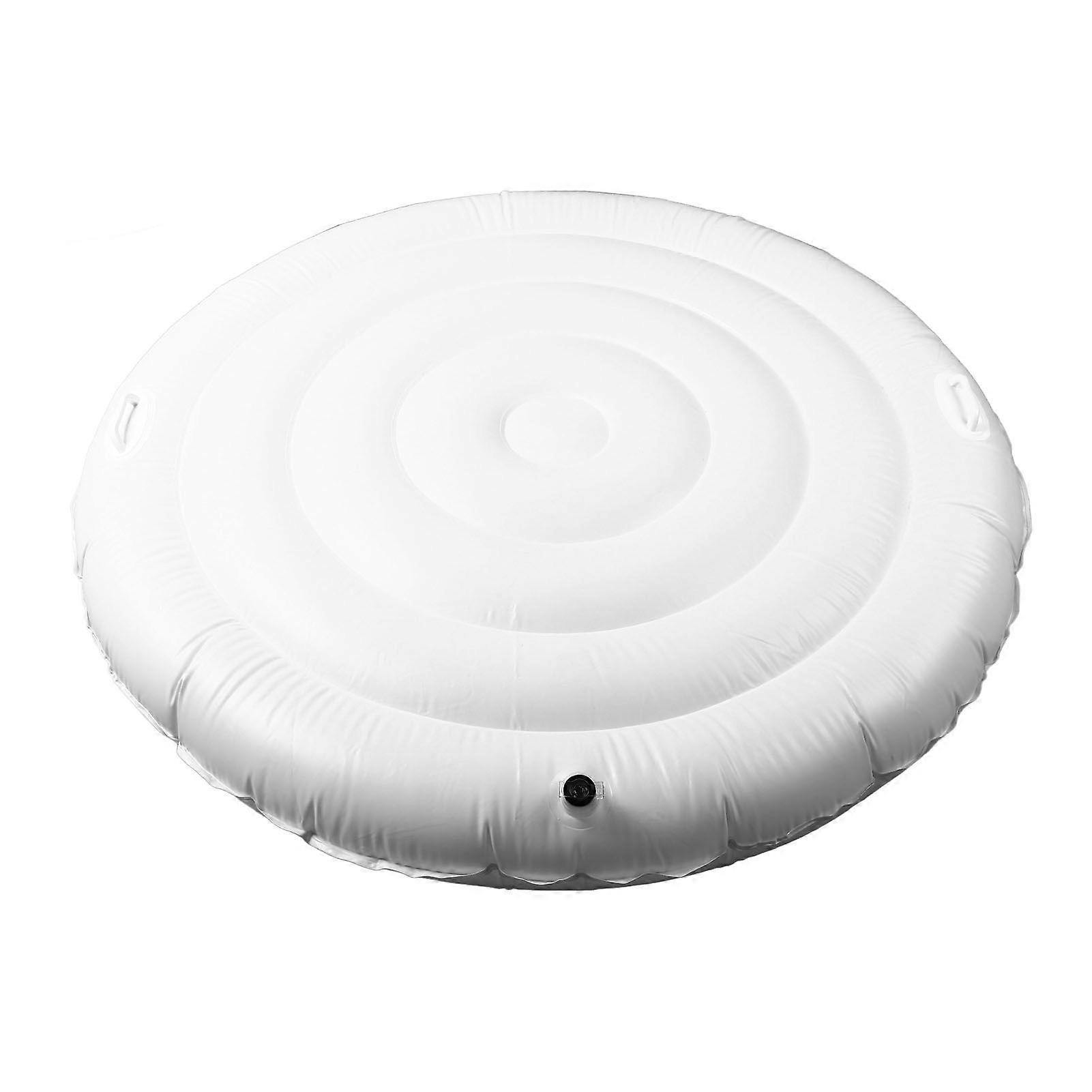Inflatable Hot Tub Cover PVC 5.4FT Round Hot Tub Foldable Protective Rain Overflow Energy Saving Lid for Outdoor