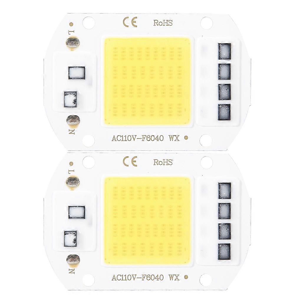 2PCS AC110V 50W High Bright Integrated LED Chip Light Source COB Chips 6x4cm White