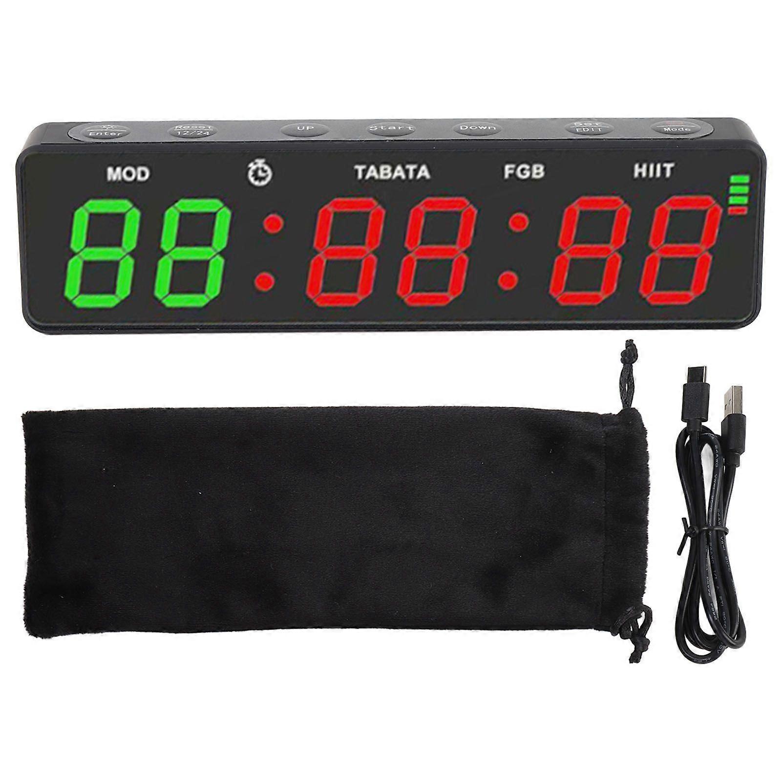 Portable Gym Timer Clock Magnetic Rechargeable Workout Interval Fitness Digital Timer with Stopwatch for Home Garage Boxing