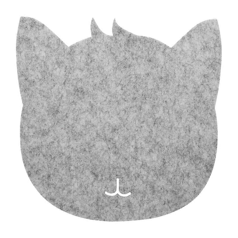 Cat Shape Anti static Felts Table Mouse Pad Office Dust proof Desk Pads Light Gray