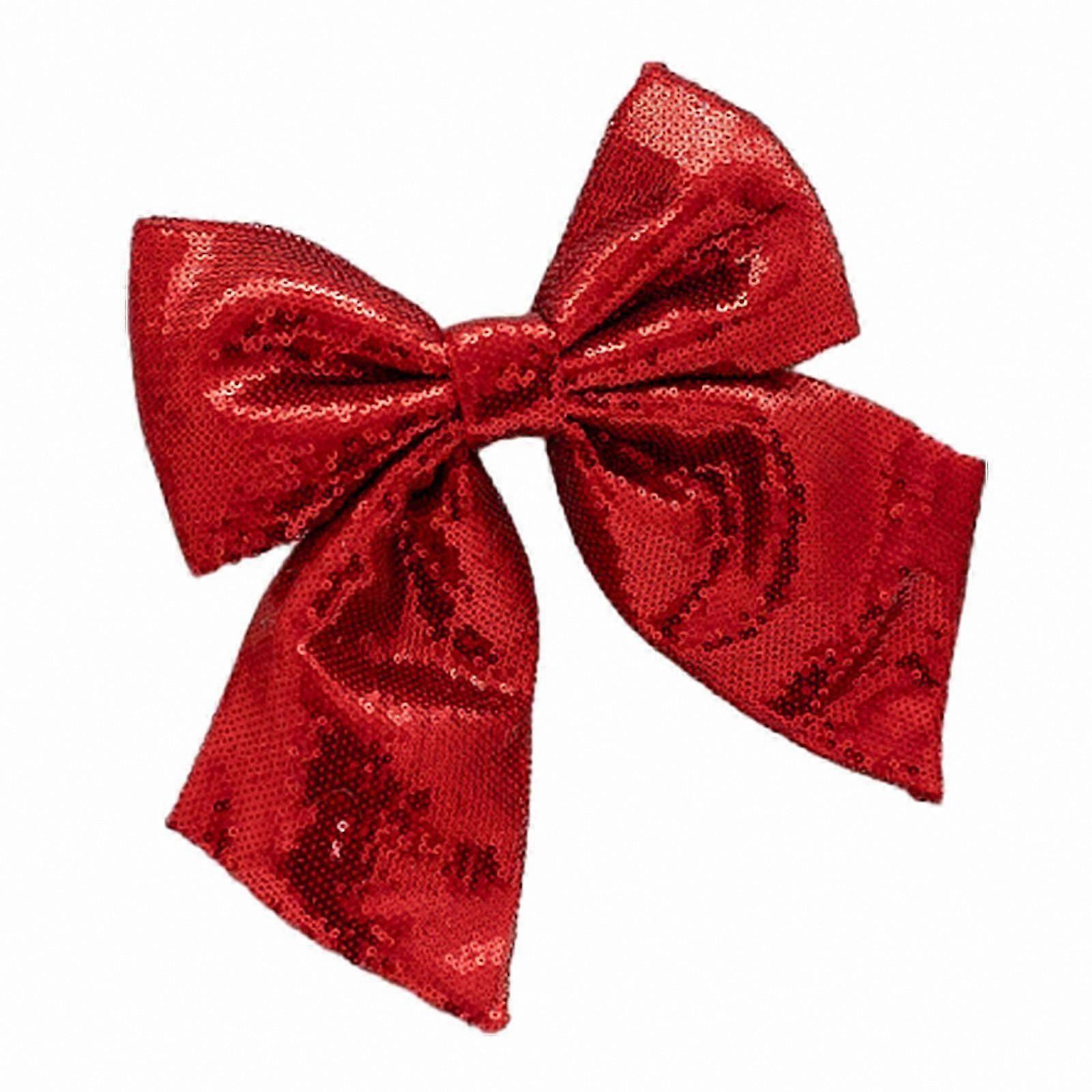 Handmade Sequined Bowknot for Christmas Tree Decorative Ornament Gift Idea Red Colorful Fabric Bows for Birthday Present Jewelry Craft Decoration L Si