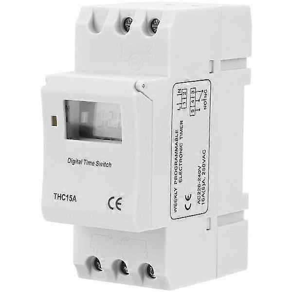 THC15A 220-240VAC 16A Digital Programmable DIN Rail Timer Switch