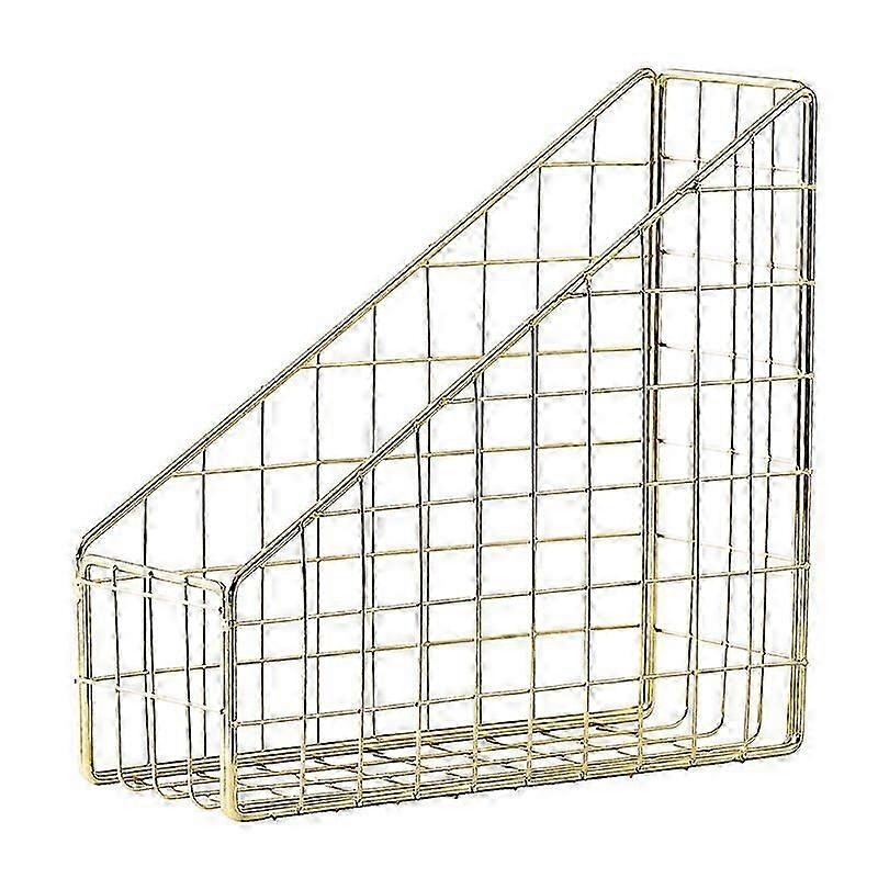 Gold Electroplated Iron Desktop Shelf File Magazine Book Stand