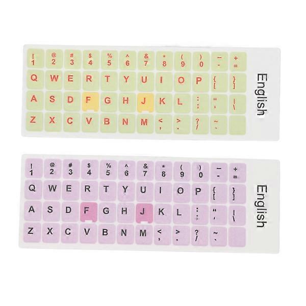 2pcs Keyboard Stickers Colorful English Language Dustproof Waterproof Coating PVC Material Computer Keycaps Stickers D
