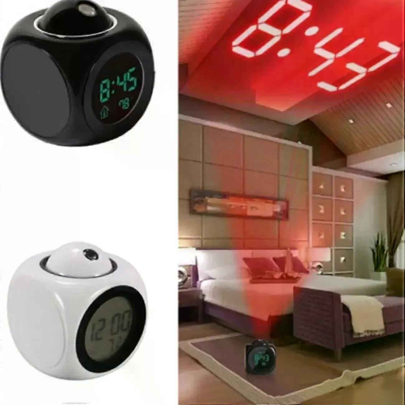 1PCProjection Alarm Clock Ceiling Display Snooze Desk Table Clock Voice Multifunction Digital Projection Clock Temperature Displ