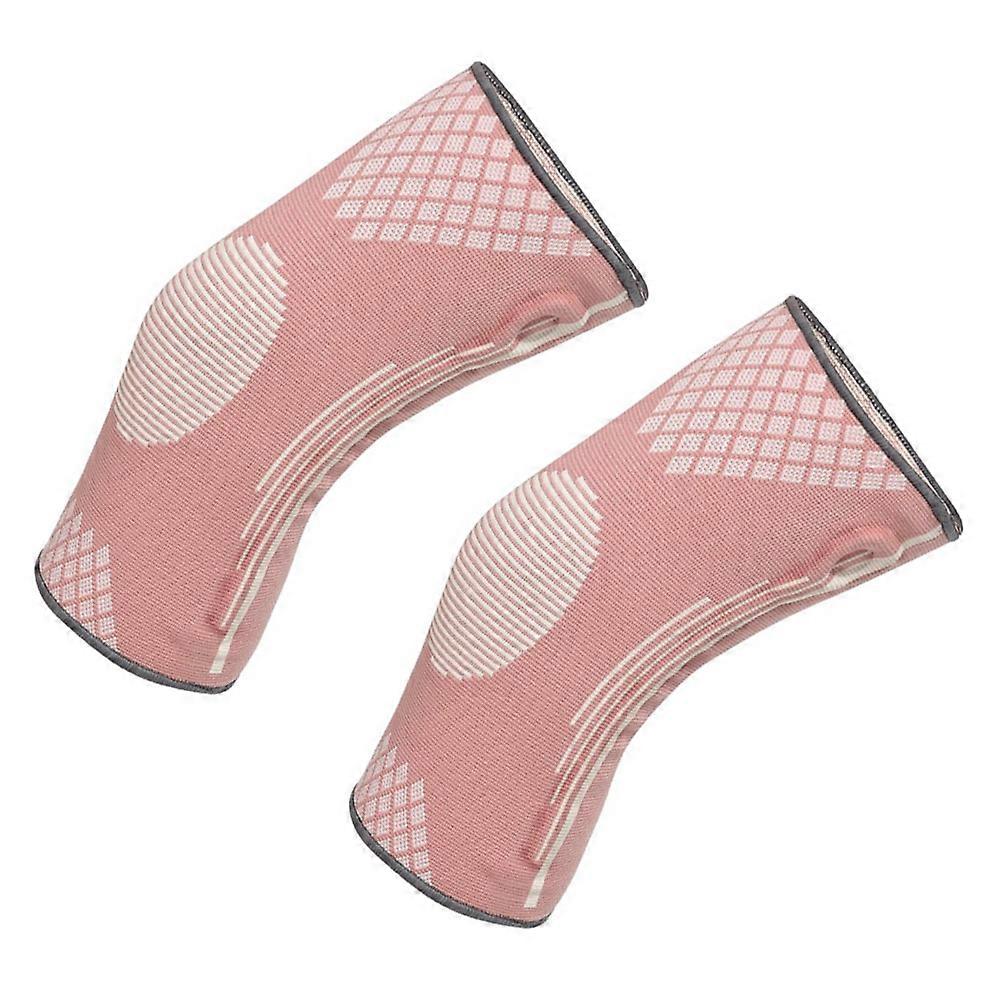Knee Sleeves Women Pair for Running Cycling Fitness Training Indoor Activities Pink Nylon Spandex Elastic Fiber Provide Extra