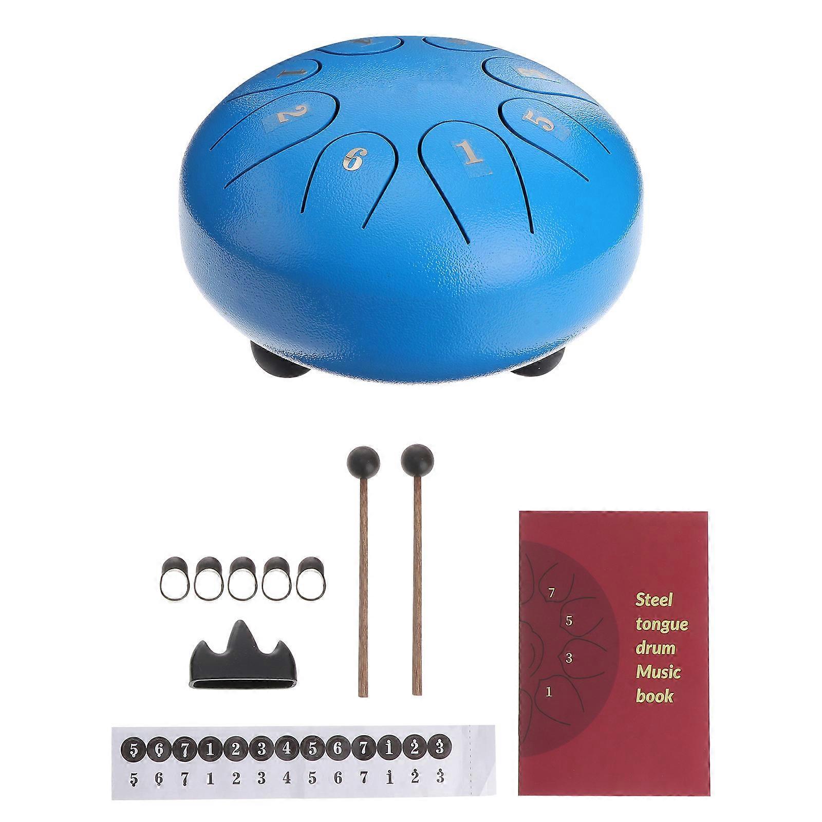 Steel Tongue Drum Ethereal Drum for Music Use 1Set 8-Tone Portable Blue