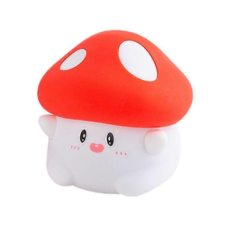 Mushroom Night Light Silicone - Color Changing Lamp, USB Rechargeable, Dimmable Brightness(White)