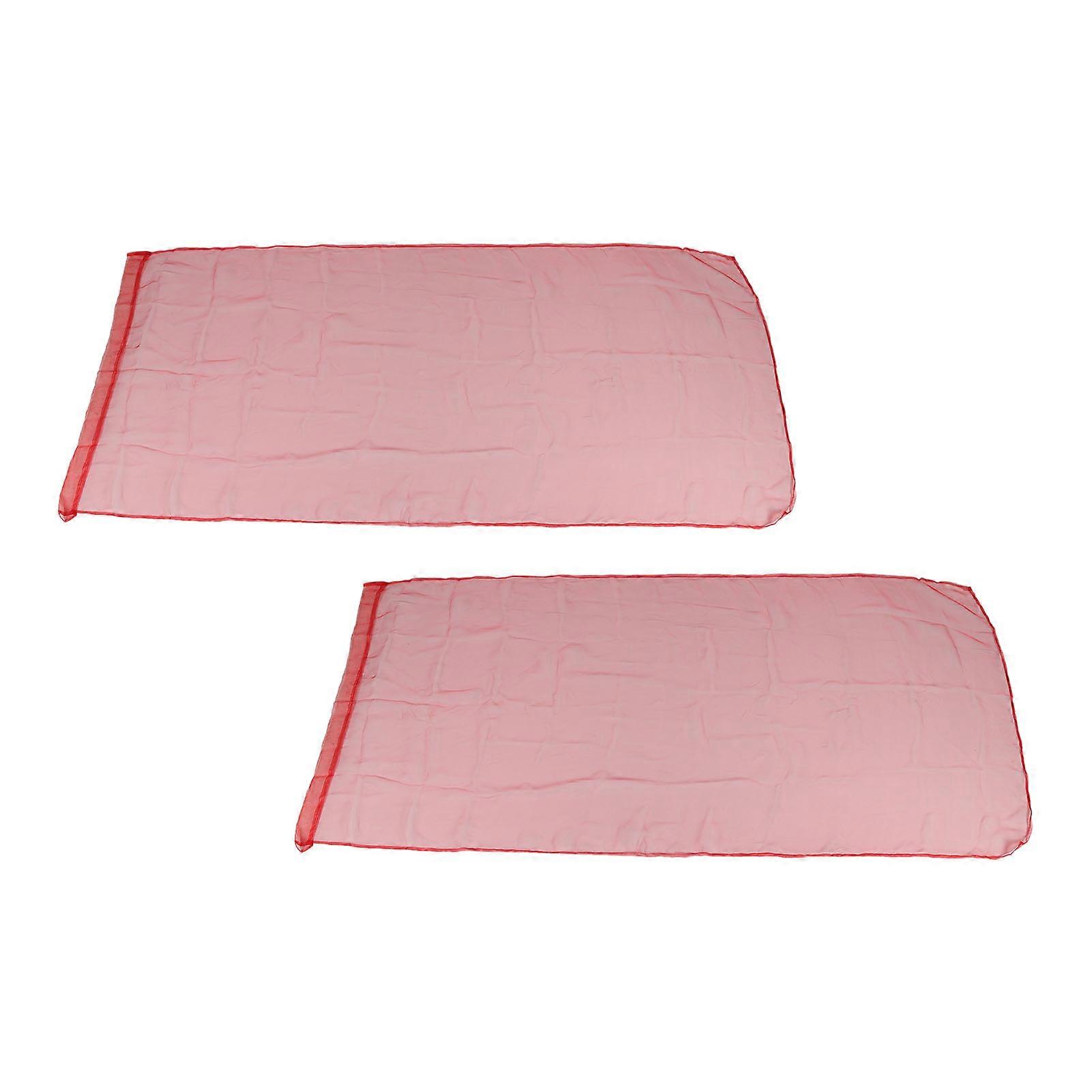 2 Pcs Red Cotton Window Curtains Breathable Soft Door Screen
