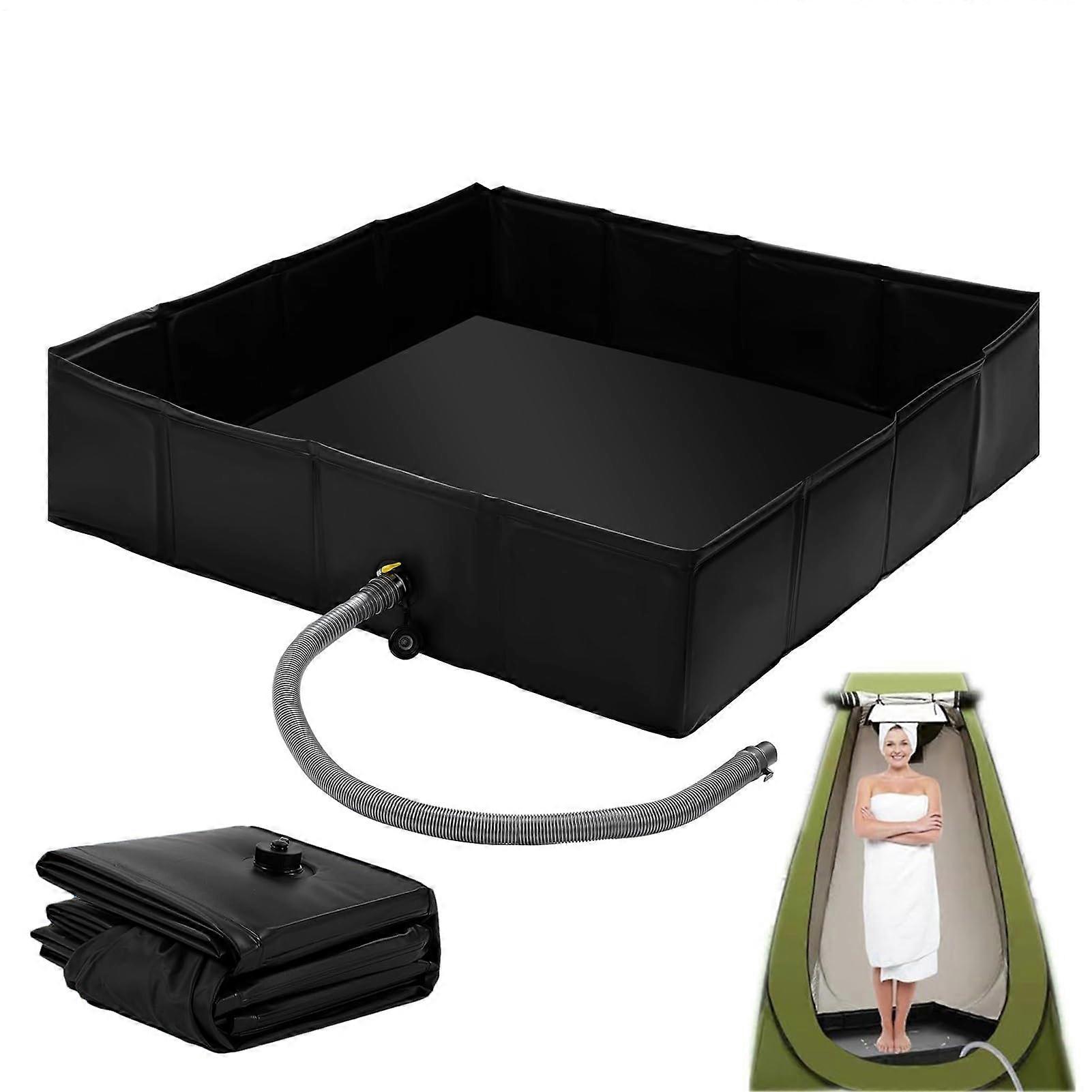 Foldable Shower Base Temporary Folding Basin With Drainage Hole Waterproof Tent Awning Bottom For Pet Bath Camping