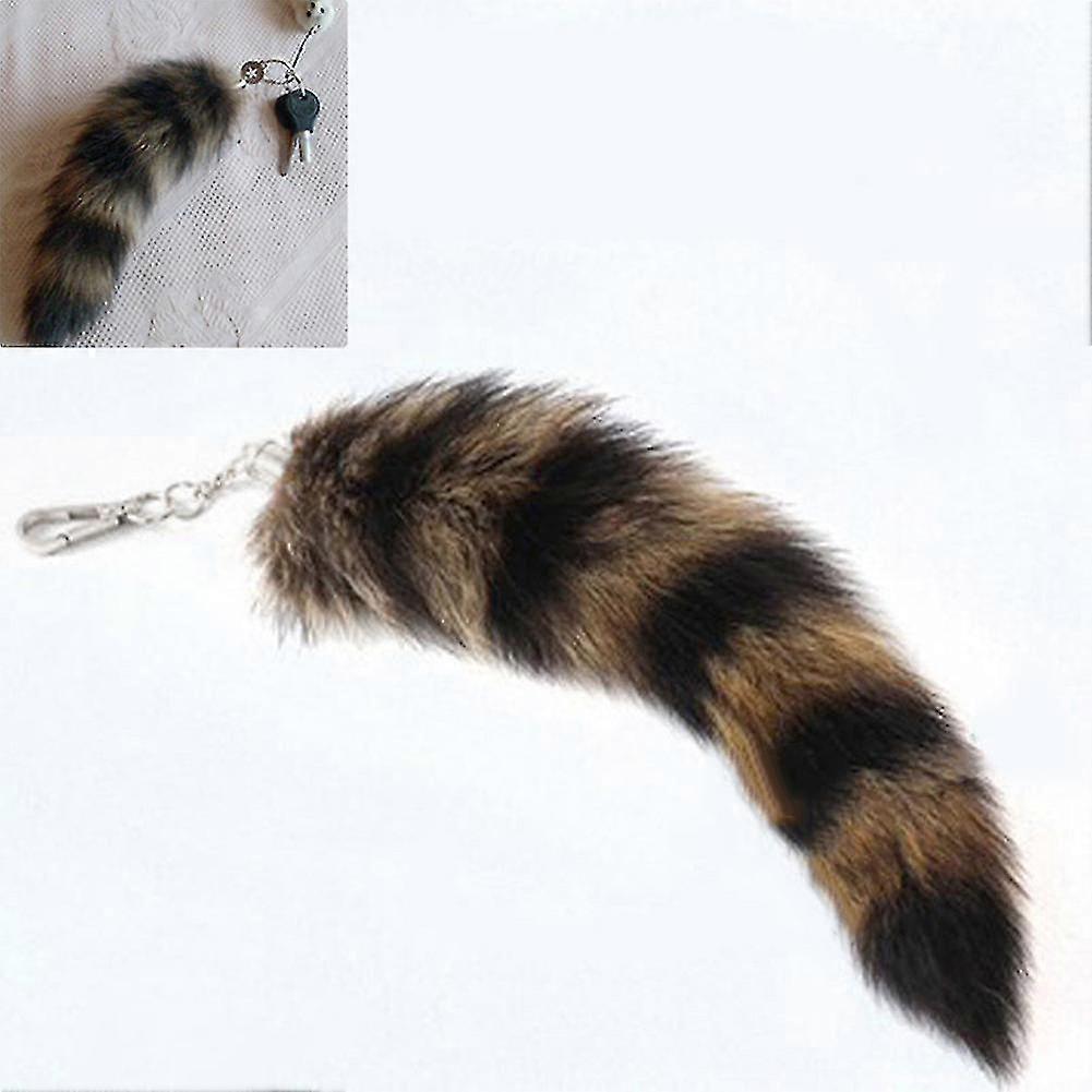 Soft Raccoon Tail Μπρελόκ Γούνινο Μενταγιόν για Κλειδοθήκη Δώρο 12cm