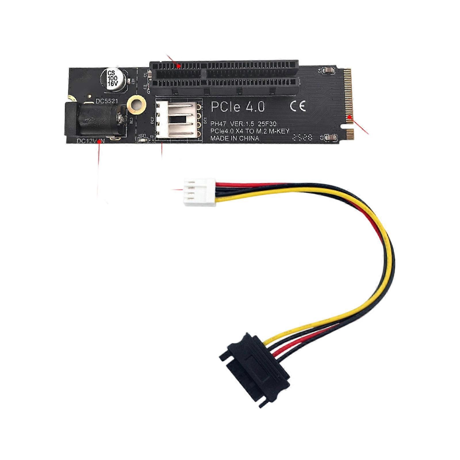 M.2 to PCIE 4X Power Card PCIE Expansion Card M.2 to PCIe Adapter for Computer Accessories Multicolor
