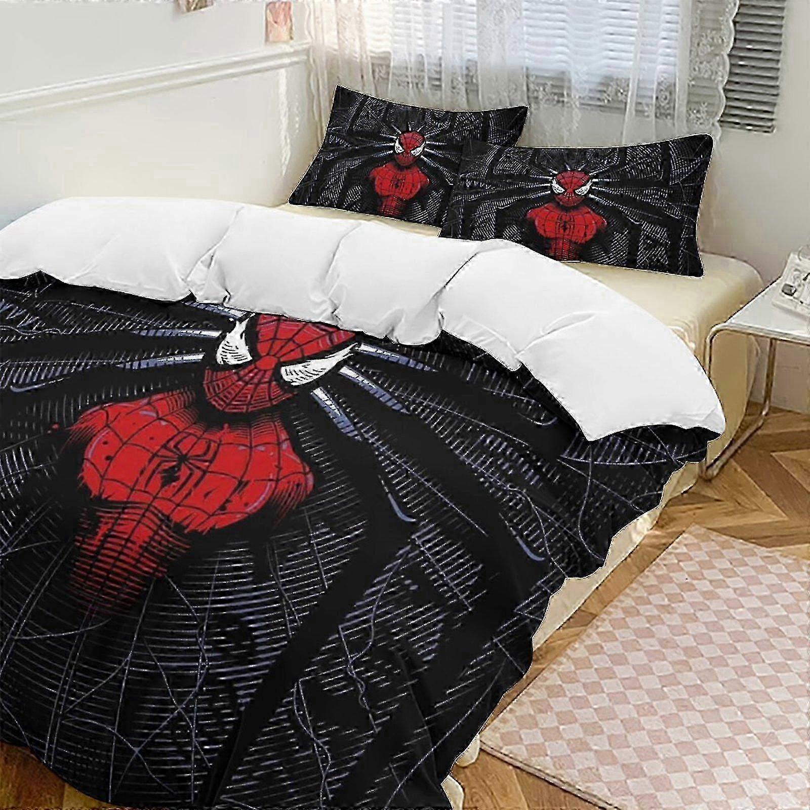 v246 Spider-Man 3-Piece Twin Bed Set - Includes 1 Single Quilt And 2 Pillow Cases Bedding - Fade Resistant Microfiber - Spider io246