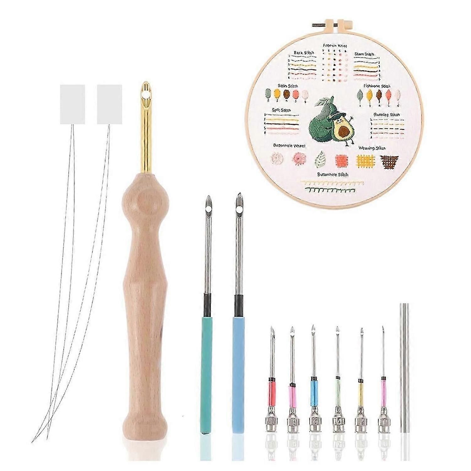 12Pcs Punch Needle Kit, Needles Punch Adjustable Punch Needle Tool