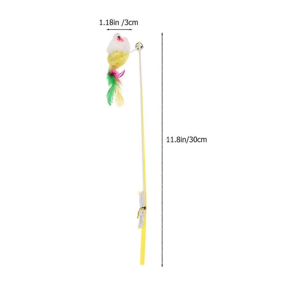 Cat Interactive Toy Mouse Teasing Stick with Bells 6Pcs Pink Wand