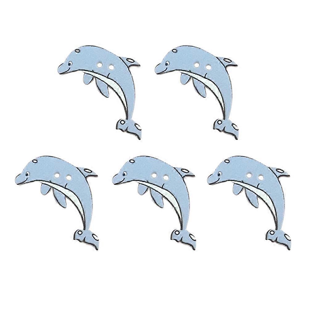 Wooden Buttons Buttons for Sewing for Decoration 50Pcs Sky-Blue Dolphin