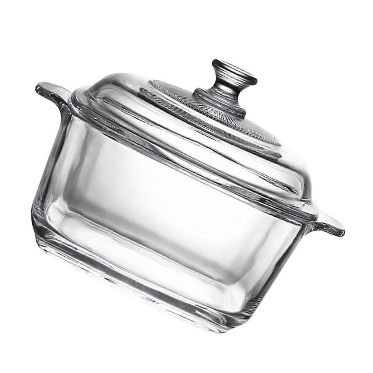 Thickened Glass Microwave Soup Bowl With Lid 1L Capacity Food Storage Container Sturdy Heat Resistant Microwave Safe
