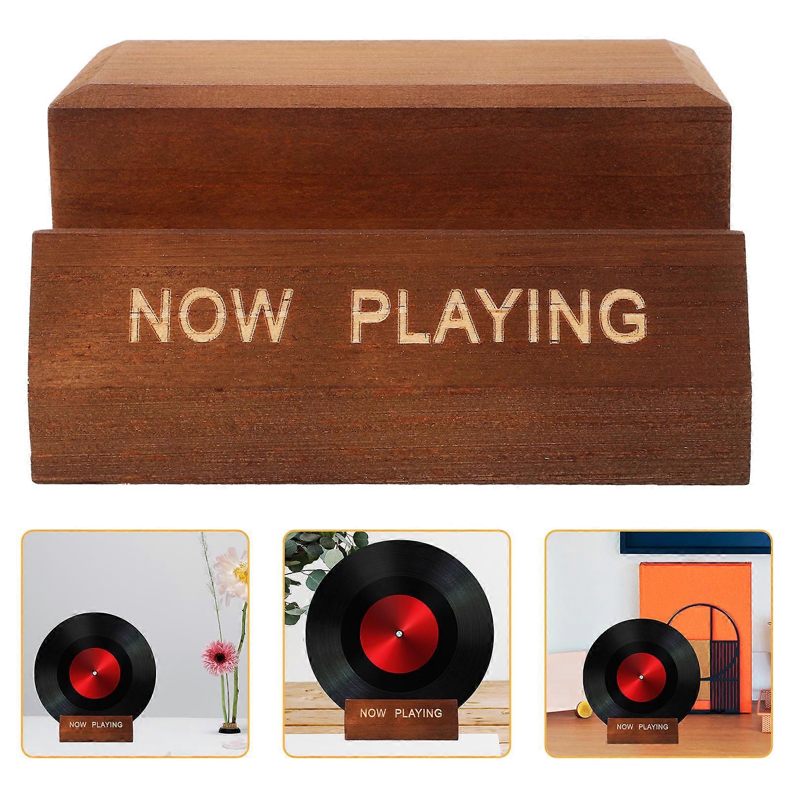 Rectangular Vinyl Record Display Holder 2Pcs Light Brown Wooden Album Storage Rack Ideal For Music Lovers And Home Office Users