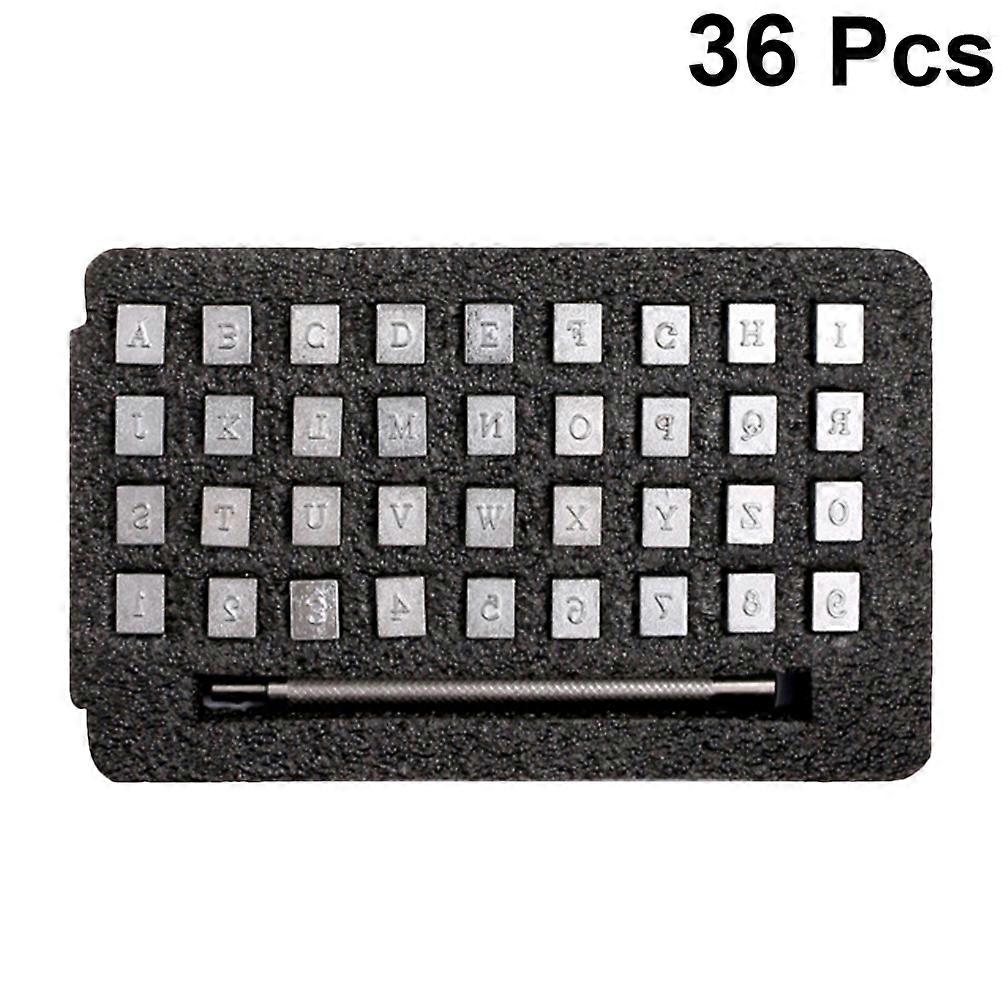 Carving Set Alphanumeric for Diy Projects Black Hardened and Tempered Carbon Steel 36Pcs
