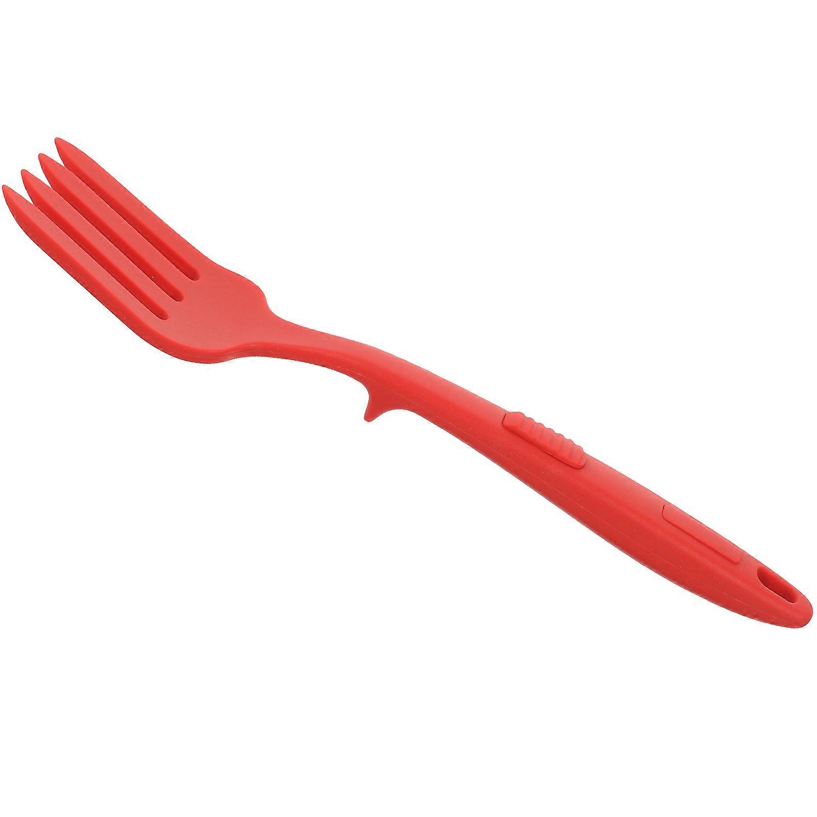 Washable Cooking Food Fork Ergonomic Kitchen Utensil Safe Handling 4Pcs Red