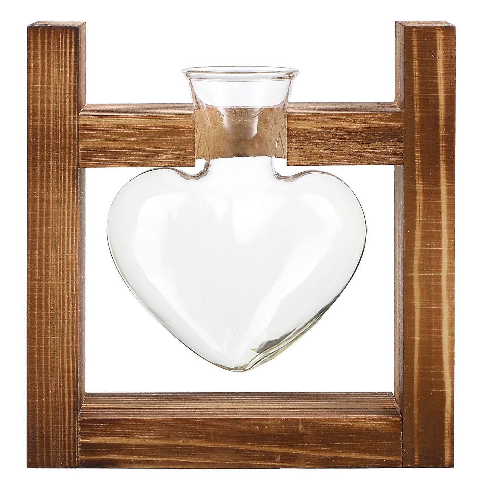 Glass Flower Planter for Hydroponic Use 2Pcs with Wooden Stand
