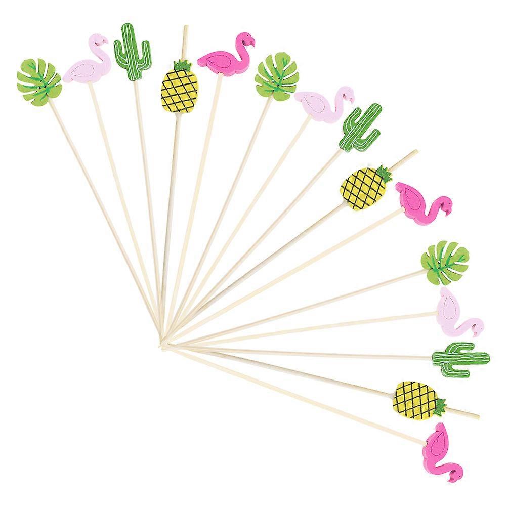 Wooden Party Cocktail Picks 100Pcs Assorted Color Sushi Sticks for Party Smooth Surface