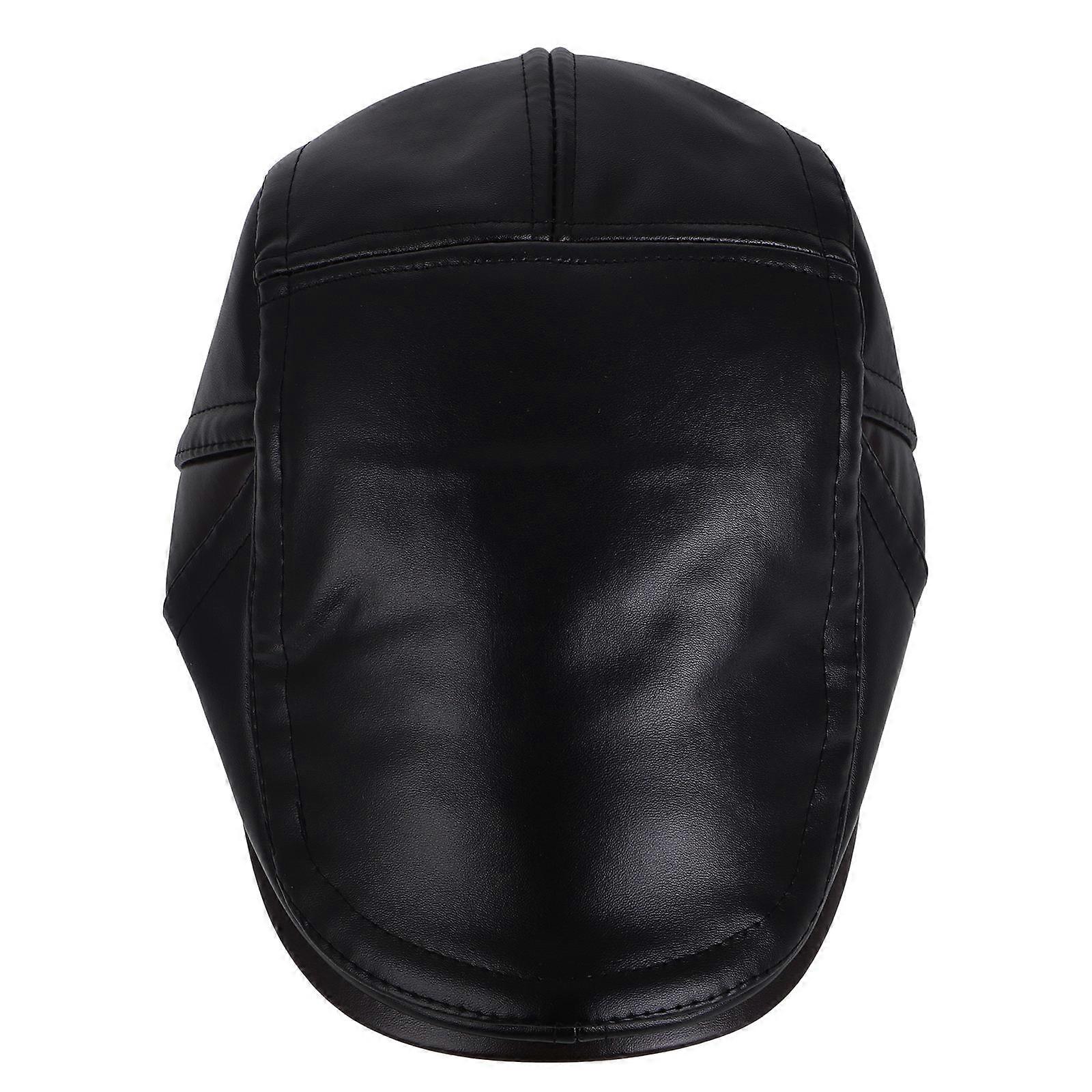 Warm Newsboy Hat for Men Cold-Proof 2Pcs Color-Blocked Elderly Caps