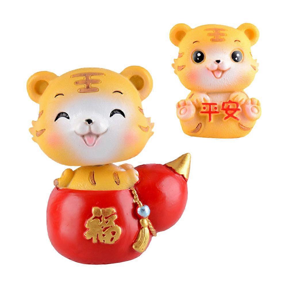 Resin Tiger Crafts Adornment for Vehicle and Indoor Use 10Pcs Set