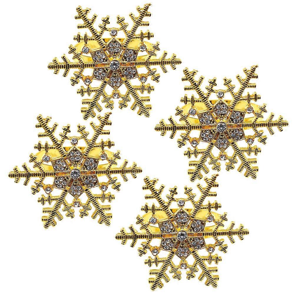 Napkin Ring 16Pcs Alloy Napkin Adorn Tableware Square Festive Design Golden