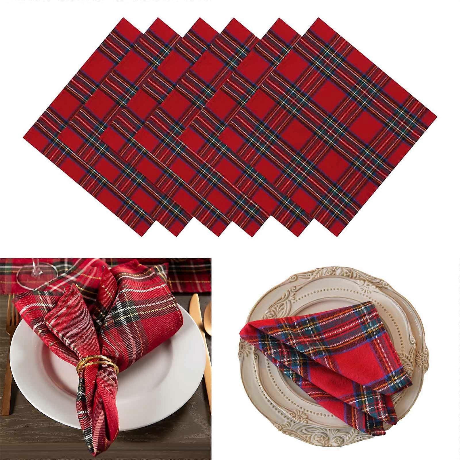 Blaxill Collection Linen Tabletop Essentials – Red Napkin Set (6 pcs, 40x40cm) for Holiday, Party, and Christmas Table Decorations on Clearance