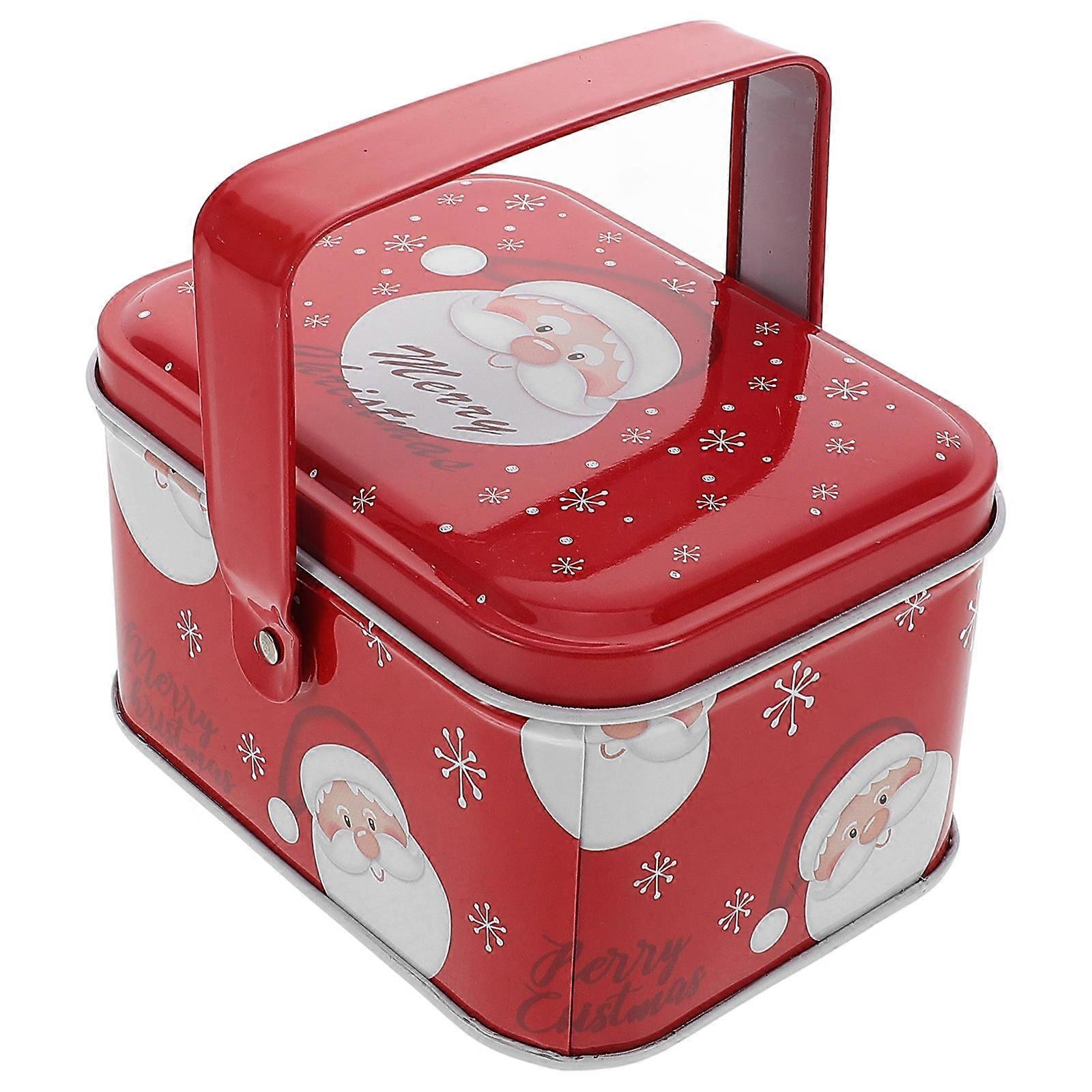 Christmas Cookies Tin Box for Storage Use 4Pcs Red Metal Holiday Container