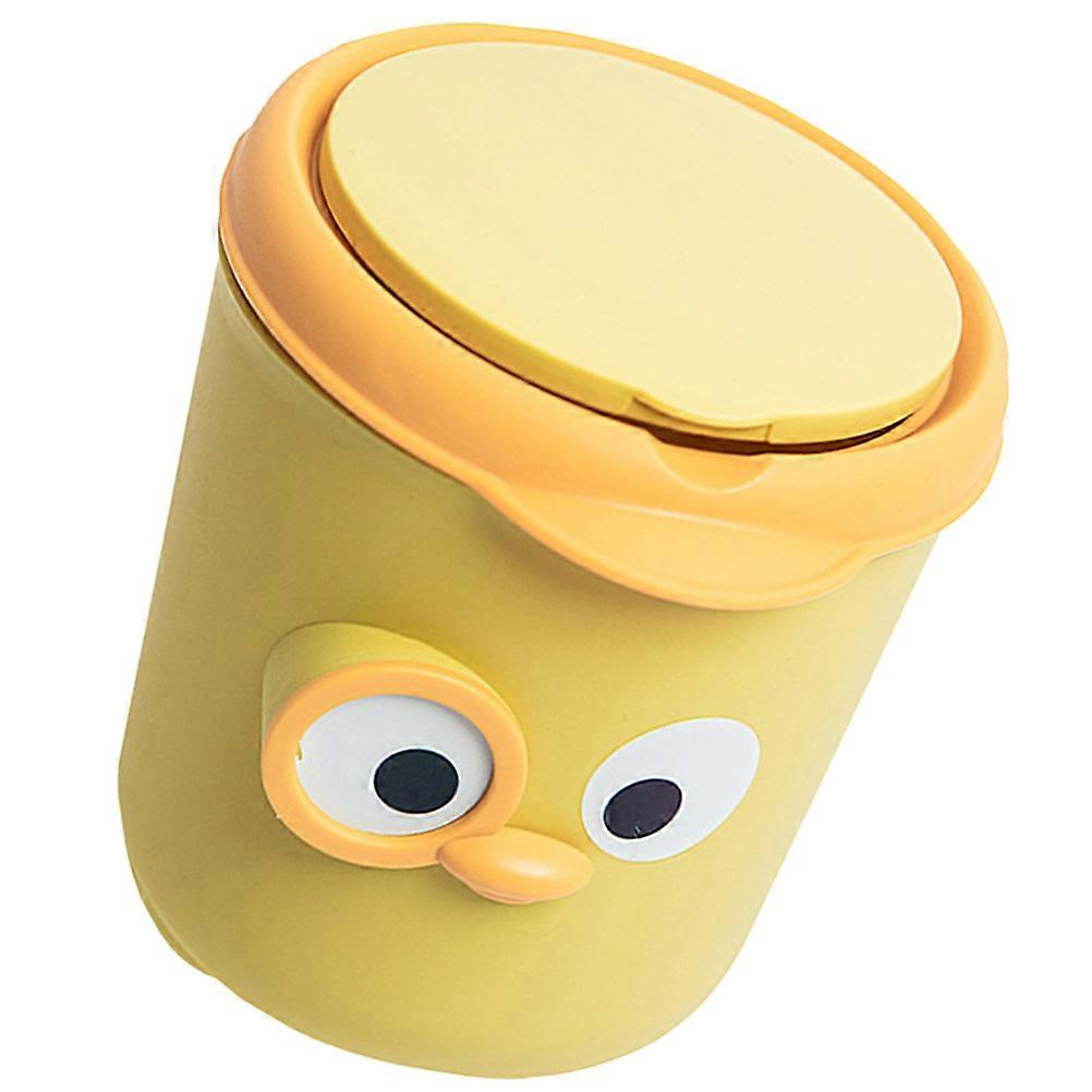 Garbage Can Mini Trash Can for Storing 2Pcs Yellow PP Desk Countertop Trash Bin