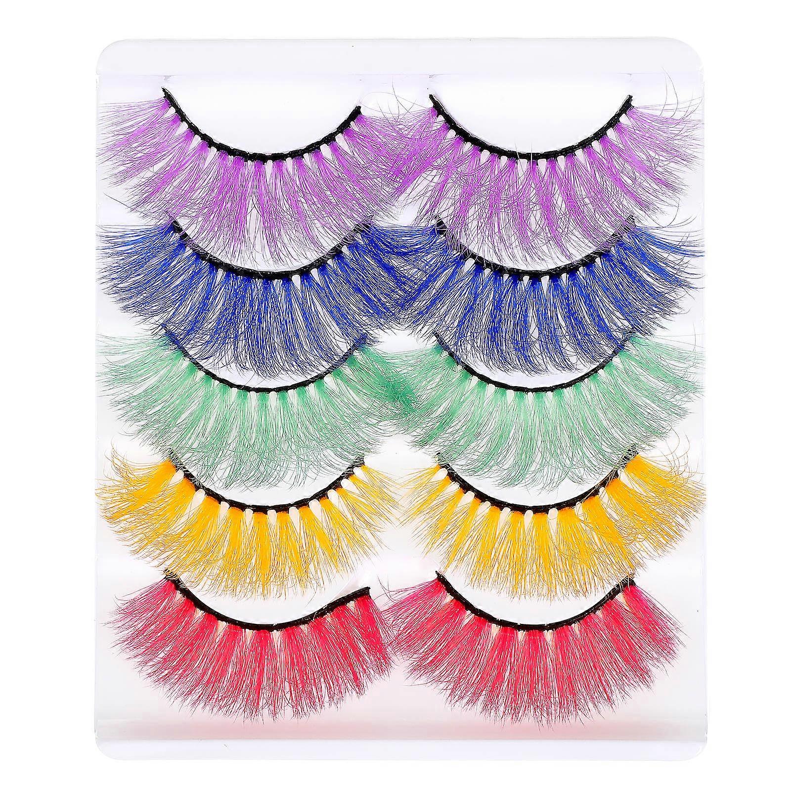 Cosplay Fake Eyelashes 15Pairs Colorful Eyelashes for Performance