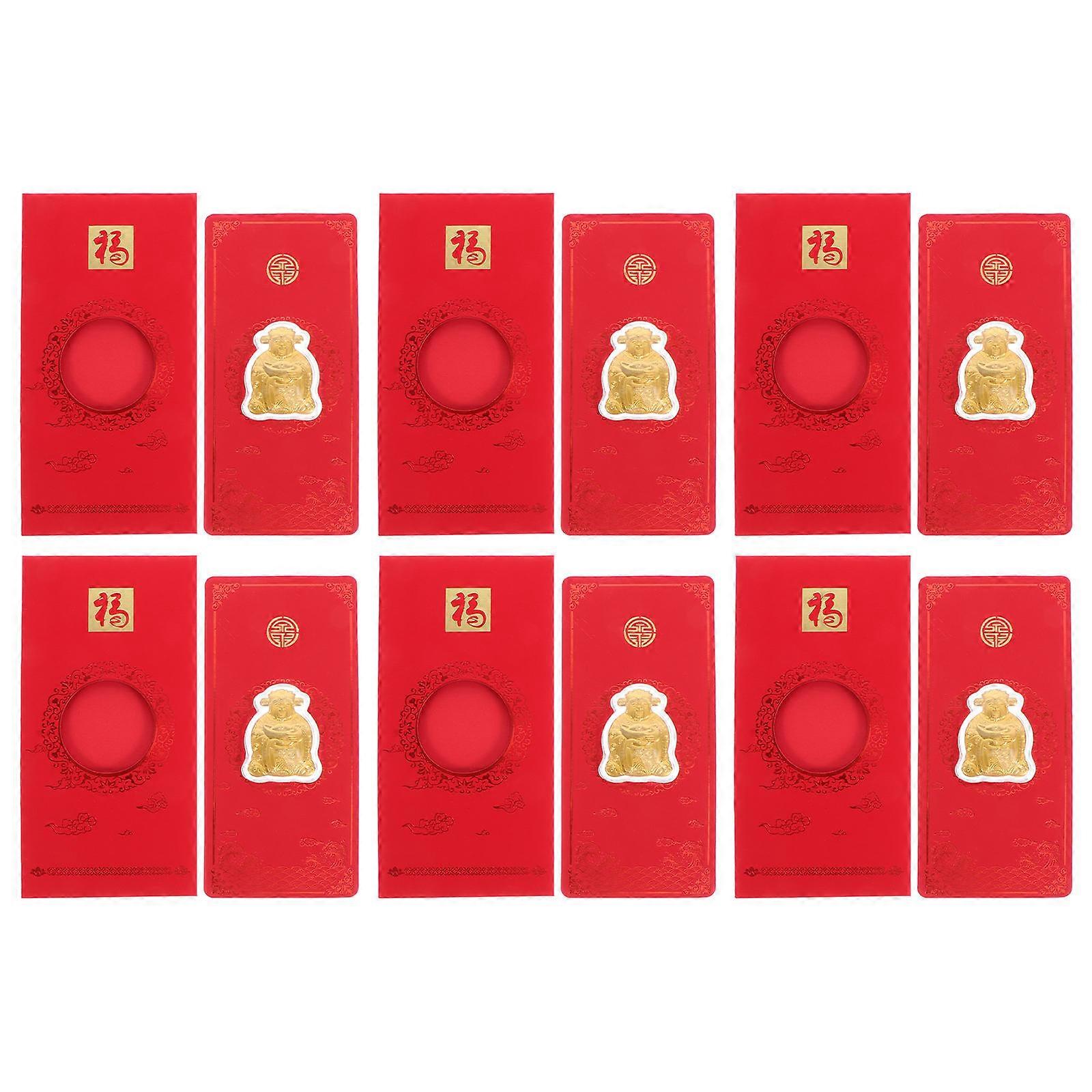 6Pcs Red Envelopes for Storing Chinese New Year Red Packets in Traditional Style
