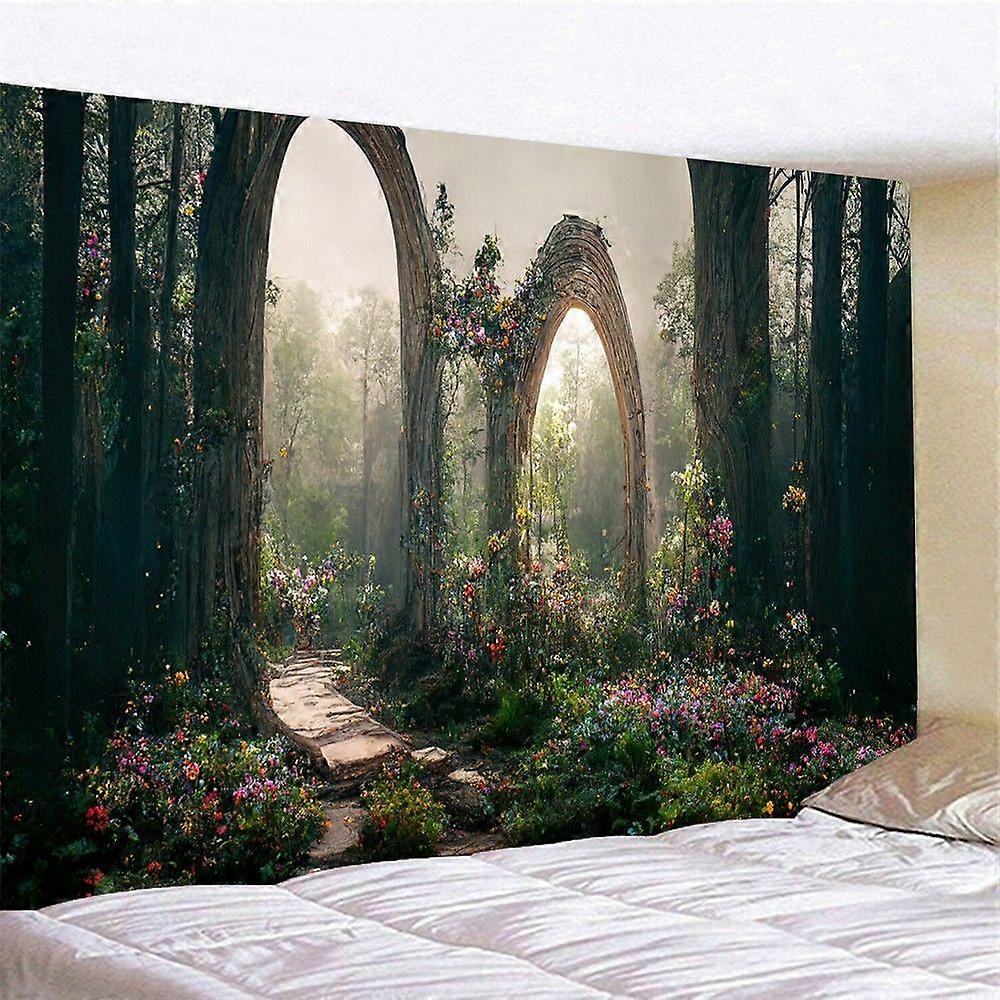 Gate Forest Flowers Tapestry Wall Hanging Throw Bedspread Backdrop Decor GT 430