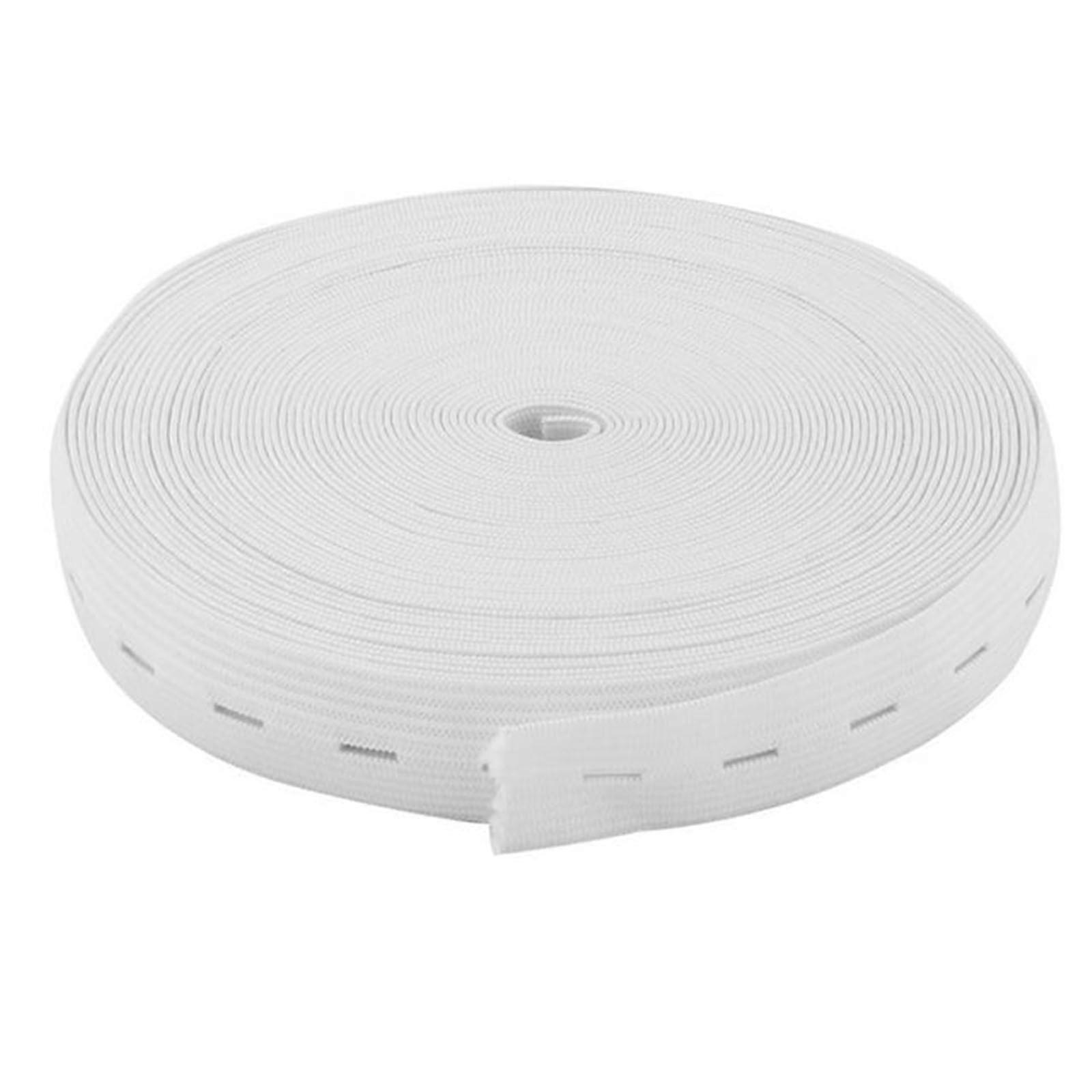 Adjustable Elastic Band with Eyelets 2cm/10m, Wide Buttonhole Elastic for Clothing, Compatible with Children & Pregnant Women
