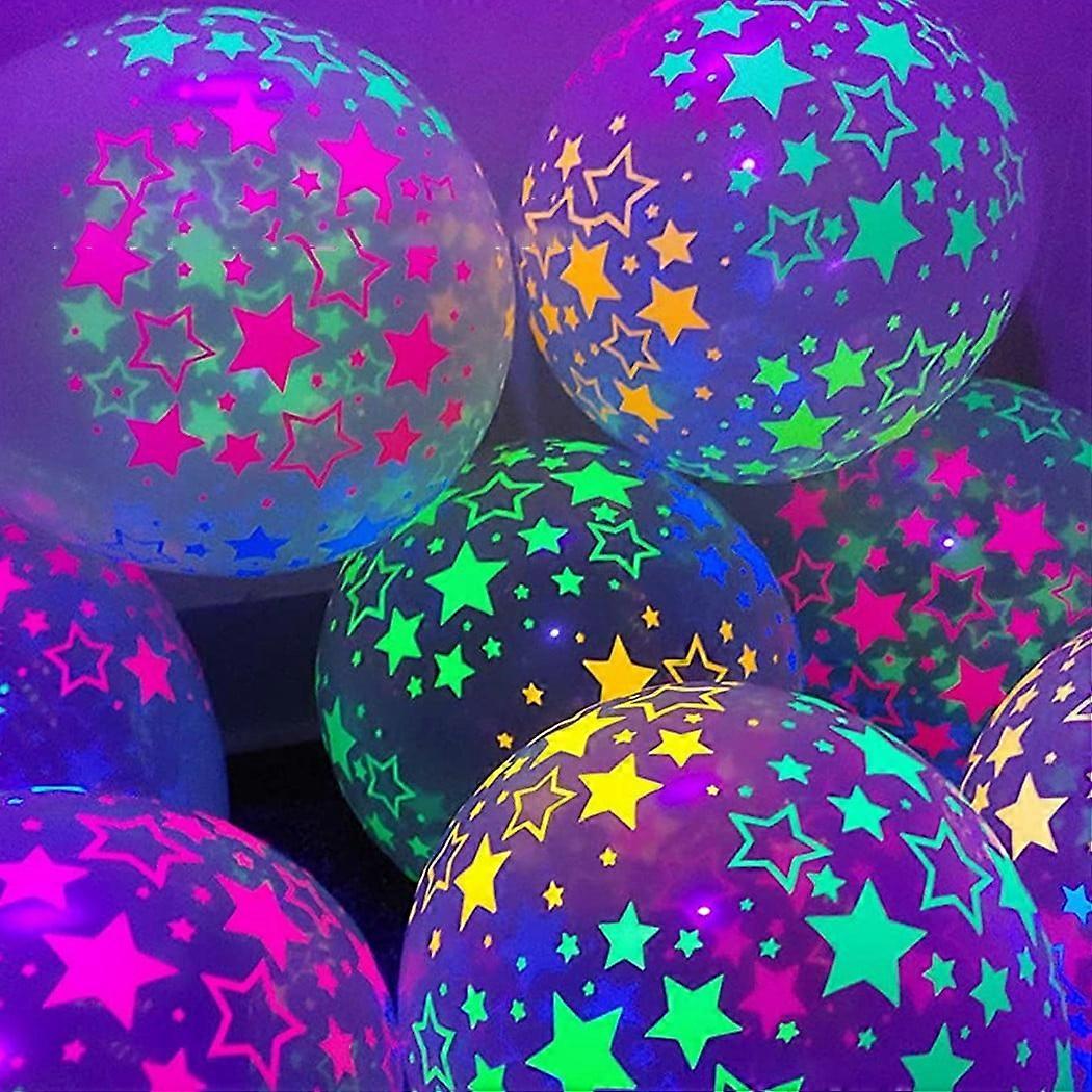 Balloons Stars Points 10×， Clear Atmosphere Blacklight Illuminate Latex