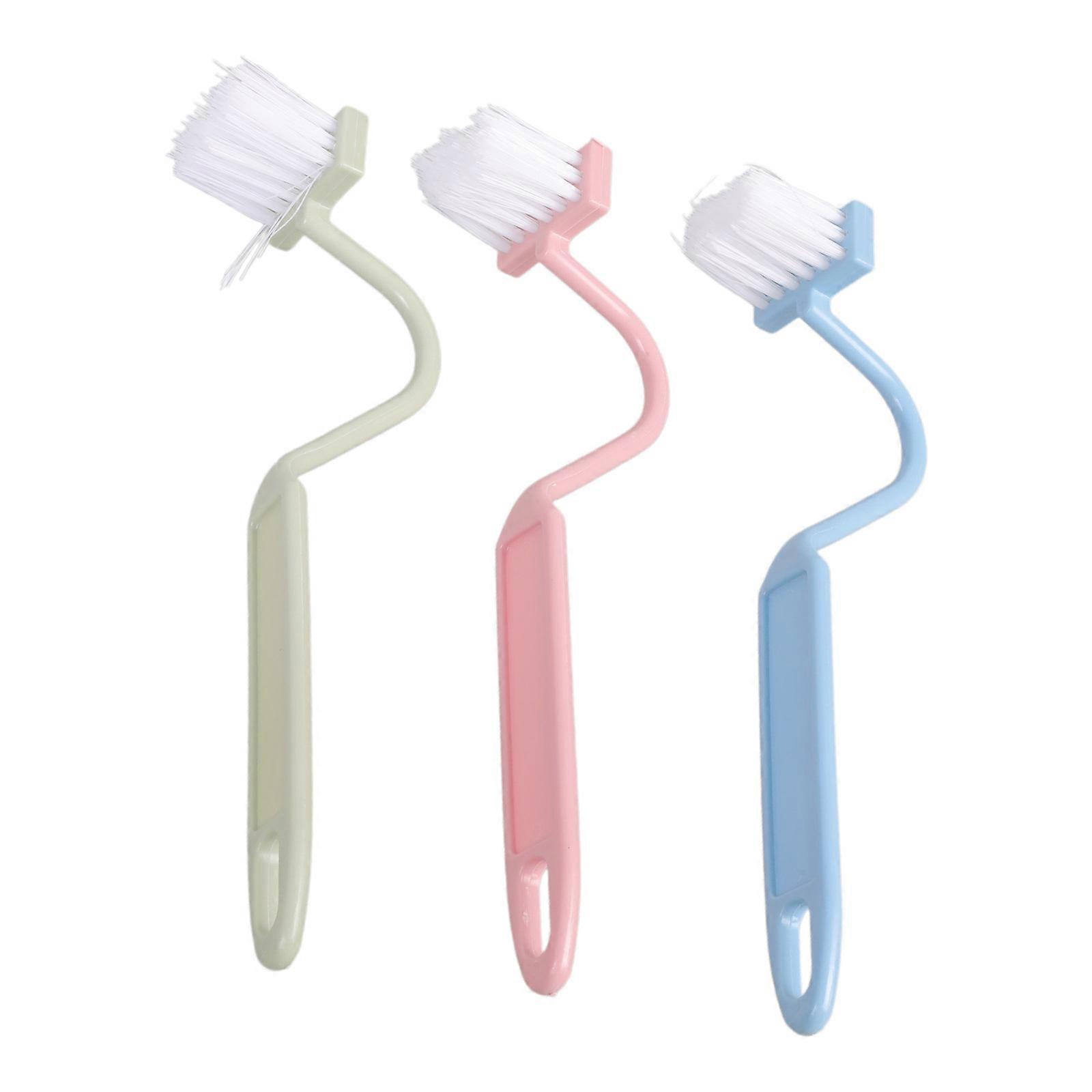 3 Piece Colorful S Shaped Toilet Brush None Scratch Plastic Flexible Design Suitable For Tight Space Easy Storage Hanger Multicolor