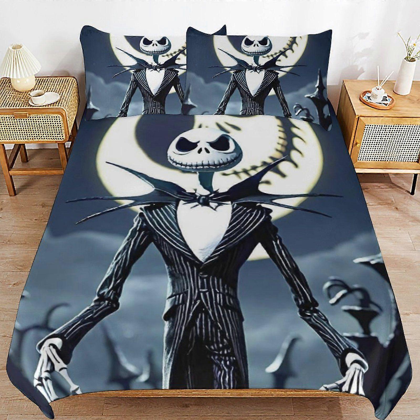 A613 The Nightmare Before Christmas Breathable Layer Comfortable Feel Soft Durable Fabric Bedding Duvet Cover Sets with Secure Closure N613
