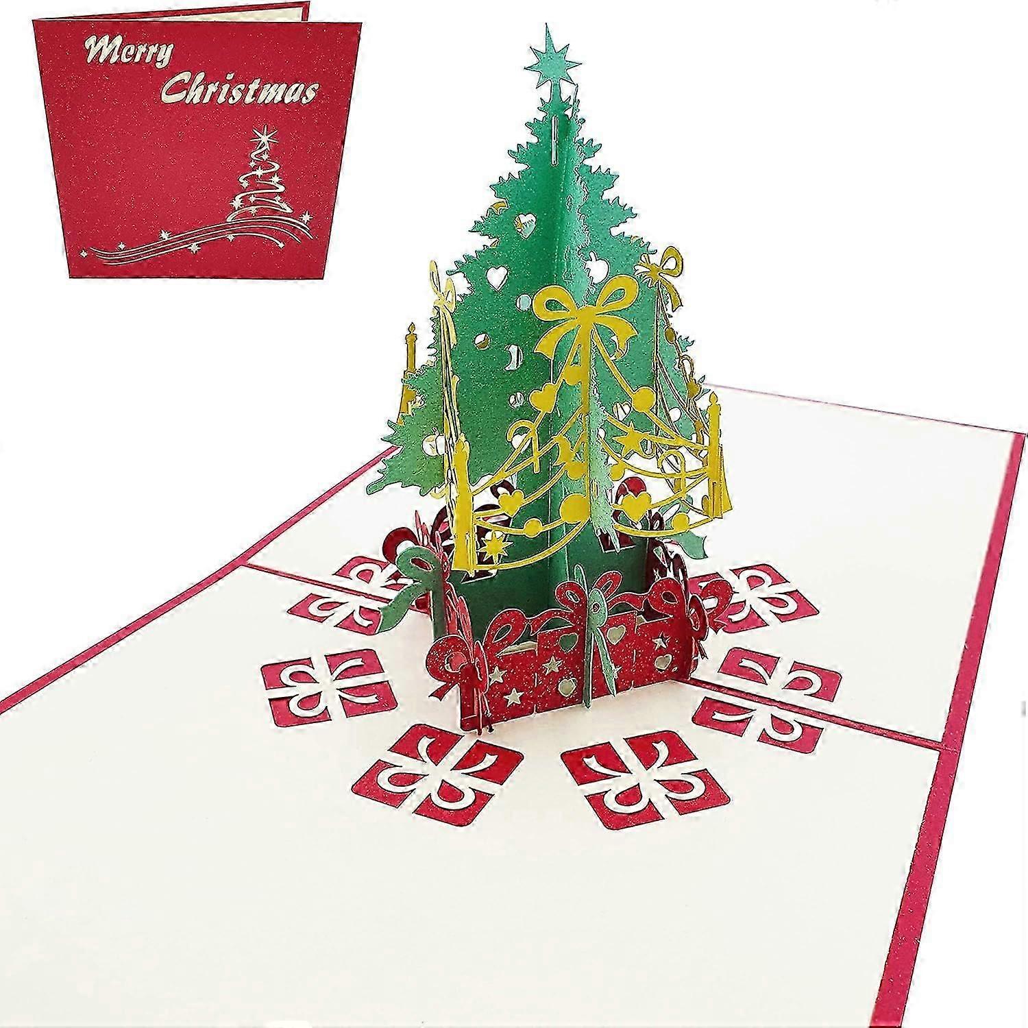 3D Christmas Greeting Card - Christmas Tree with Gifts - 3D Christmas Postcard