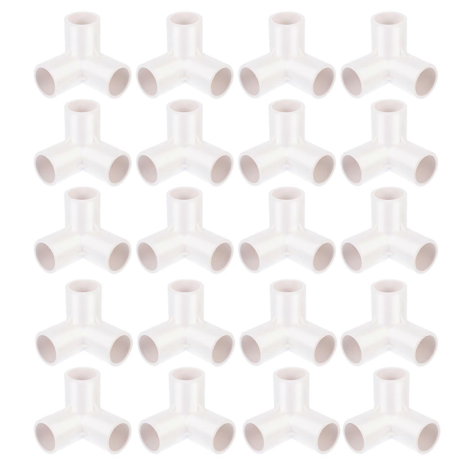 20 Pcs  3 Ways Adapter Pipeline Connectors Water-pipe Joints (White 3 Interface)