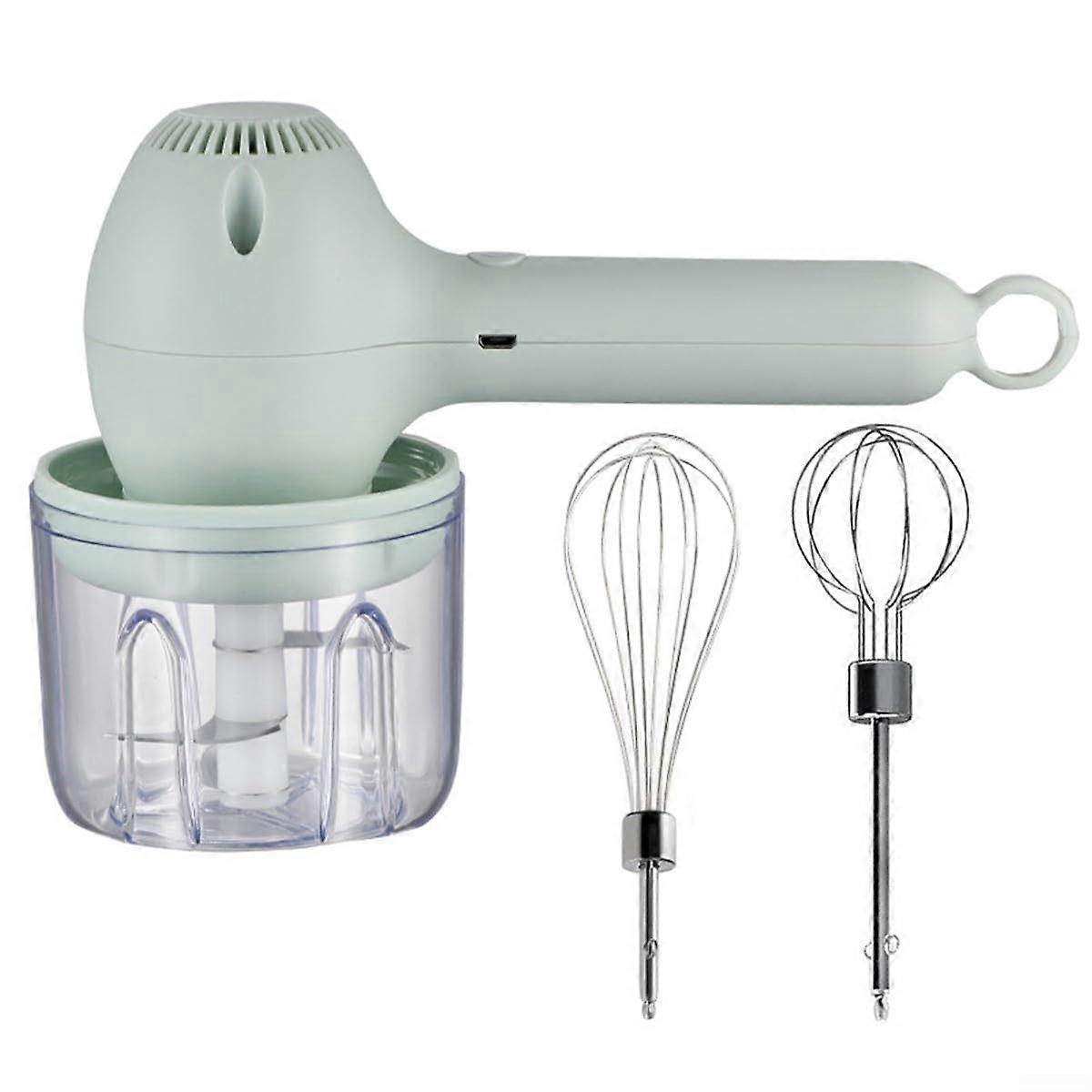 Wireless Handheld Electric Mixer with Detachable Parts for Baking and Cooking, Ergonomic Design, Green