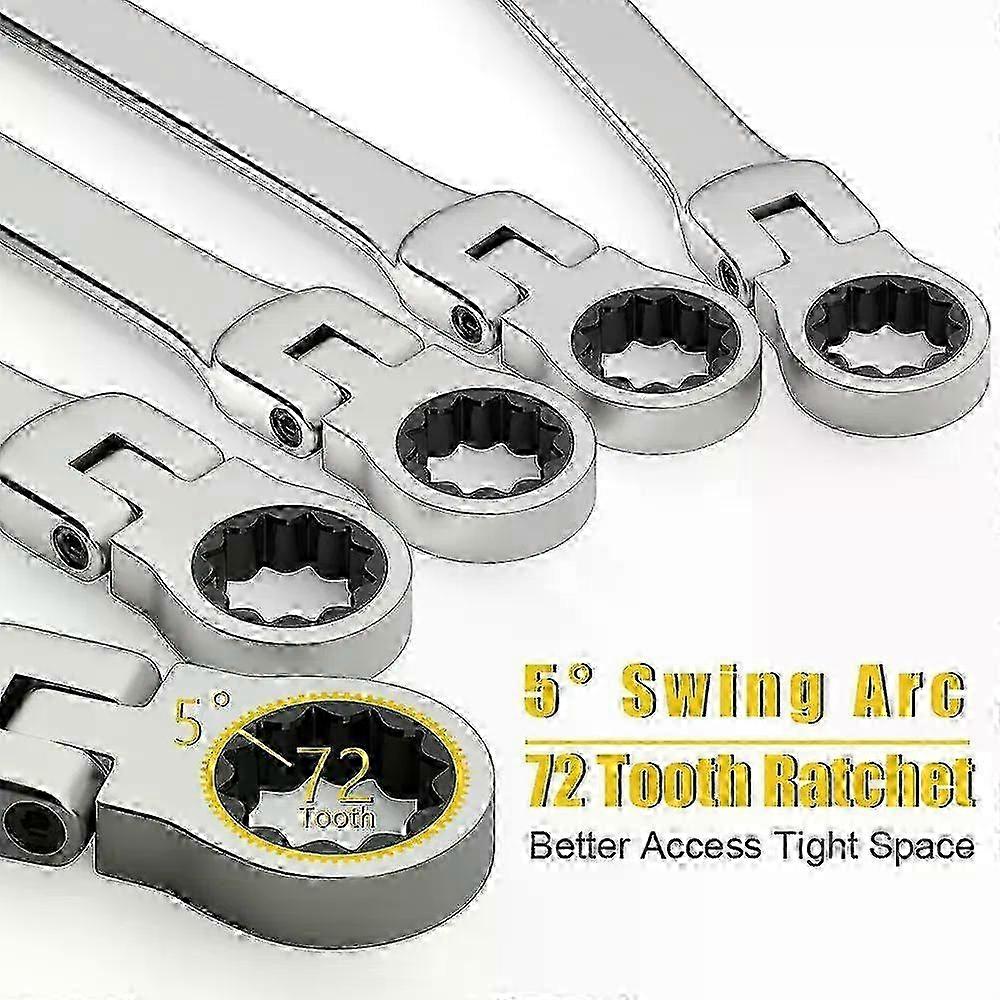 Ratcheting Combination Wrench Set 6-22mm Metric Flex Head Ratcheting Wrench Chrome Vanadium Steel Spanner with Bag